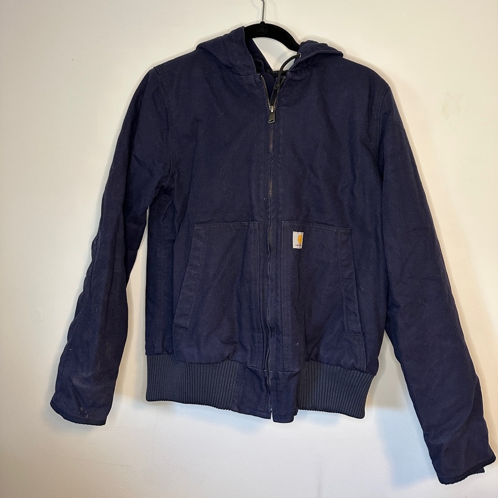 Carhartt Loose Fit Washed Duck Insulated Work Jacket. Size Small Navy